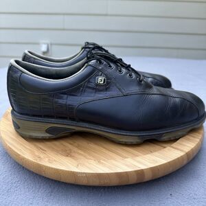 FootJoy FJ DryJoys Tour Waterproof Golf Shoes Mens Size 9.5 Black Leather 53652‎